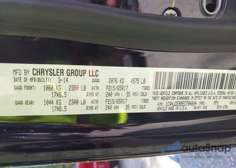 2014 Jeep Compass Latitude z USA, uszkodzony, nr VIN 1C4NJDEB9ED784604